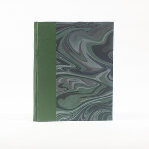 Marbled Olive Vine Handmade Paper Journal | Hand-Bound Hardcover Notebook | Artisanal Sketchbook | Unique Gif