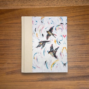 Swooping Swallows - Artist Series Handmade Paper Journal | Hand-Bound Hardcover Notebook | Artisanal Sketchbook