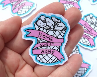 Home Sweet Home Trash Sticker Cute Kawaii Funny Anime Cartoon Nerdy Nerd Manga Fujoshi Trashy Garbage Can Rubbish Bin Stationary Stationery