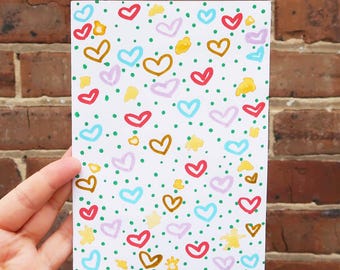 Hearts and Sparkles Hand Painted Greeting Card
