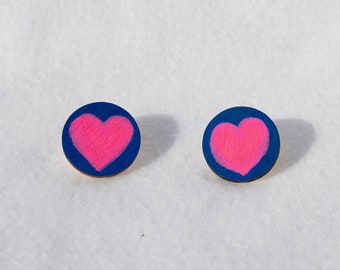 Love of Hearts Earrings Valentines Day Jewelry Kawaii Earrings Cute Earrings Womens Earrings Unisex Earrings Mens Earrings Pink Blue Studs