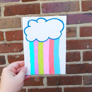 Rainbow Rain Cloud Hand Painted Greeting Card
