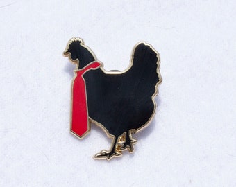 Hentai Hen Tie Chicken Rooster Funny Punny Anime XXX Adult Theme Hard Enamel Lapel Pin Broach with Rubber Clasp Black Puns Accessories Meme