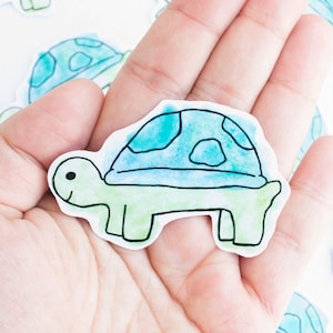 Sticker aquarelle mignonne tortue tortue