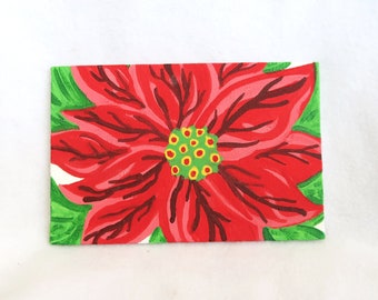 Poinsettia Flower Acrylic Painting Hand Painted Floral Artwork