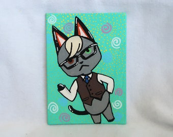Snazzy Cat Video Game Character Acrylic Painting Kitty Gamer Gaming Art