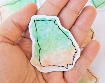 Georgia State Sticker Watercolor Art Stationery Stationary Southern USA United States American Scrapbooking Paper Crafts Rainbow Color