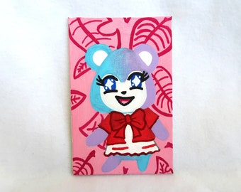 Judy Pastel Bear Acrylic Painting - Kawaii Video Game Art