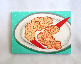 Shrimp Tempura Food Acrylic Painting Hand Painted