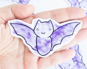 Purple Bat Halloween Watercolor Sticker