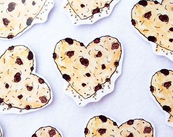 Chocolate Chip Cookie Herz Liebe Aufkleber Aufkleber Kawaii Kunst Aquarell Malerei Essen kulinarisch Süße Zucker Anime Cartoon Brown Coco