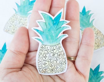 Pineapple Fruit Watercolor Art Sticker