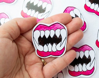 Vampire Teeth Sticker Red Lips Sharp Tooth Mouth Sexy Taste Stationery Designer Halloween Character Creature Monster Blood Sucker Horror