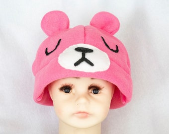 Pink Sleepy Bear Infant to 6 months sized Kawaii Cute Hat Beanie Halloween Costume Cosplay Child Kids Adorable Soft Fleece Winter Cap Unisex