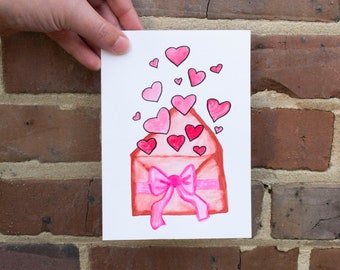 Sending You Love Valentine's Day Card Blank Inside Greeting Cards Watercolor Painted Card