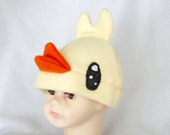 Cute Chick Bird Fleece Hat Beanie Kawaii Adorable Baby Infant to 6 months Winter Cap Yellow Chicken Rooster Hen Cartoon Anime Animals Pets