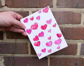 Love Hearts Valentine's Day Hand Painted Greeting Card