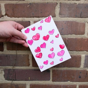 Love Hearts Valentine&#39;s Day Hand Painted Greeting Card