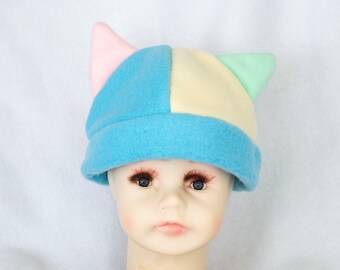 Pastel Kitty Cat Infant to 6 Month Sized Hat Cap Costume Cosplay Halloween Costume Babies Cap Colorful Baby Beanie Soft Fluffy Safe Baby Hat