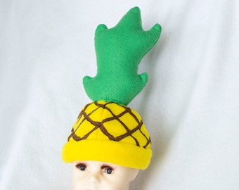 Pineapple Beanie Infant to 6 Months Sized Hat Cute Adorable Soft Fluffy Fleece Cap Fruit Tropical Costume Cosplay Babies Winter Cap Kawaii