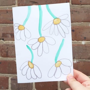 Falling Daisy Hand Painted Greeting Card