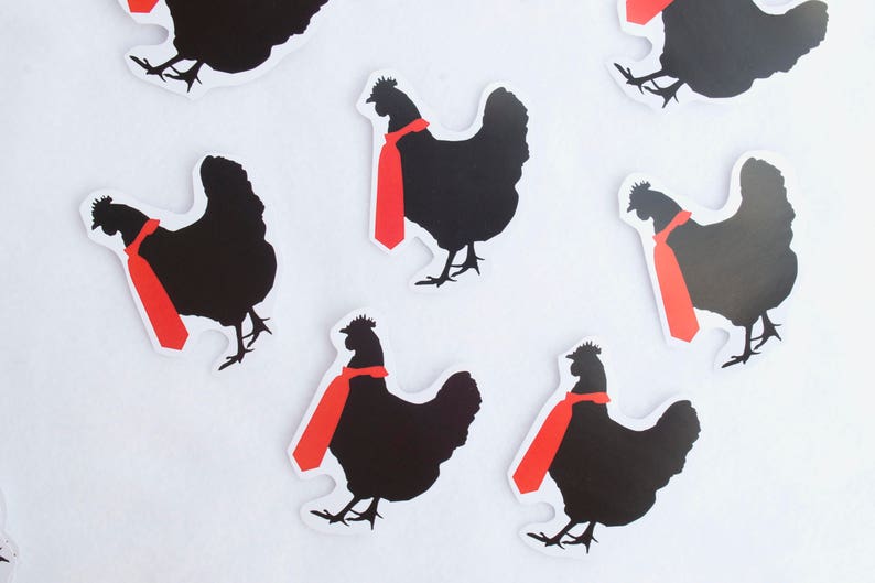 Hentai Hen-tie Sticker Handmade Stationery Kawaii Cute Rooster Tie Funny Comedy Pun Play On Words Anime XXX Rated Adult Material Chicken image 3