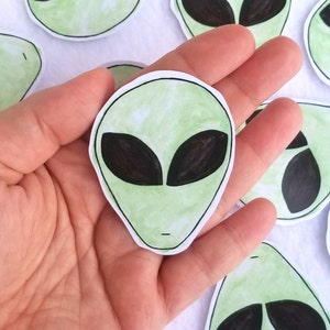 Sticker buitenaardse groene aquarel ruimte
