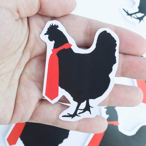 Hentai Hen-tie Sticker Handmade Stationery Kawaii Cute Rooster Tie Funny Comedy Pun Play On Words Anime XXX Rated Adult Material Chicken image 1