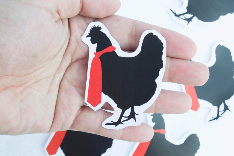 Hentai Hen-tie Sticker Handmade Stationery Kawaii Cute Rooster Tie Funny Comedy Pun Play On Words Anime XXX Rated Adult Material Chicken image 1