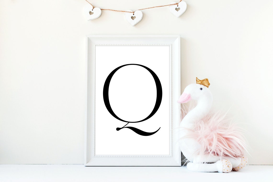 Nursery Wall Art Letter Q Typography Sign Letter Q Wall Art Etsy