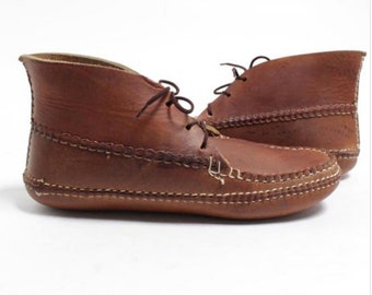 Carl dyers moccasins made in usa size 10 chukka lace boot handmade in usa arrow moccasin