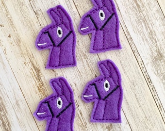 fort game donkey embroidered felt appliques diy hair clips bows badge reels zipper pulls planner clips feltie - fortnite planner