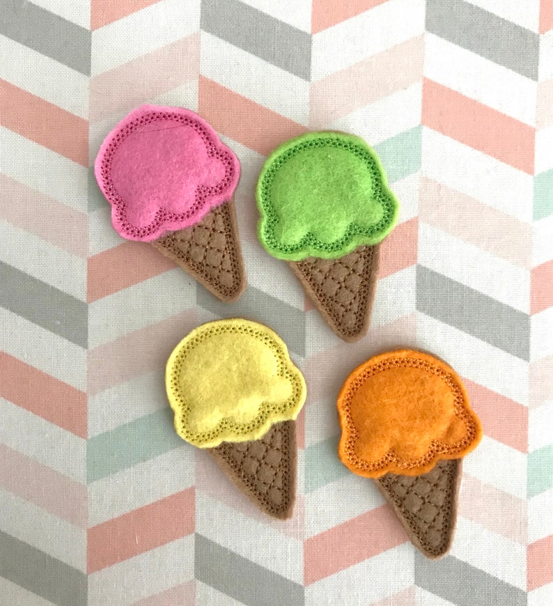 Ice Cream Cone Embroidered Felt Appliques Summer Felties Etsy