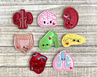 Kawaii Organs Medical Felties ~ DIY badge reels, coffee cozies, busy books, planner clips