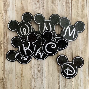 Personalized Embroidered Mouse Initial Felties ~ Felt Appliques ~ DIY hair clips bows badge reels zipper pulls planner clips felties