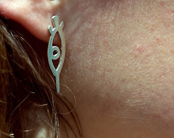 Silver Eye Earrings-cactus symbol-Earrings "ojocáctus"-earrings silver symbol eye/Cactus