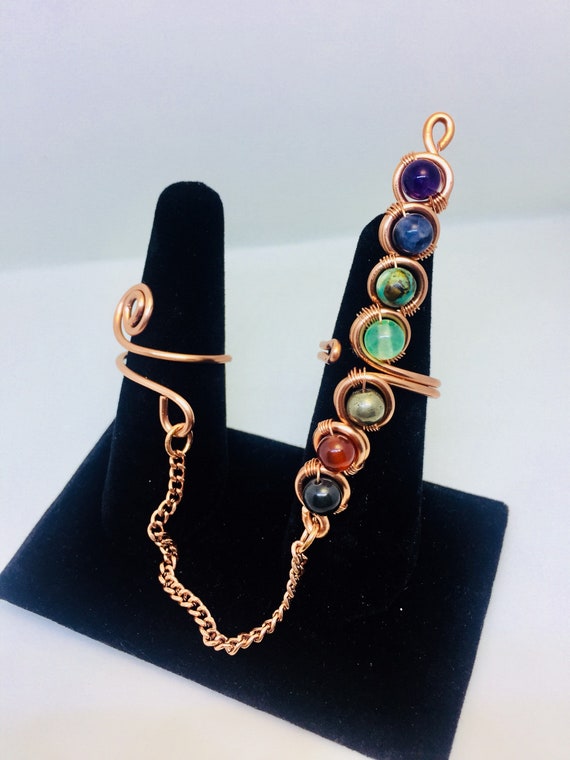 Authentic Chakra Ring Copper Crystal Chakra Wand Ring Chakra Jewelry Gemstones Rainbow Jewelry Crystal Ring Meditation Jewelry