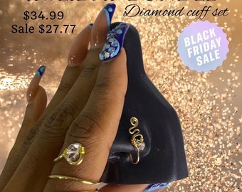 Anillo de diamantes Herkimer y juego de manguito