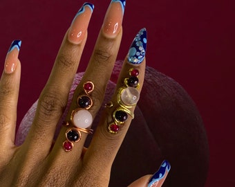 Rose Quartz & Garnet Love Ring | Copper Brass Jewelry
