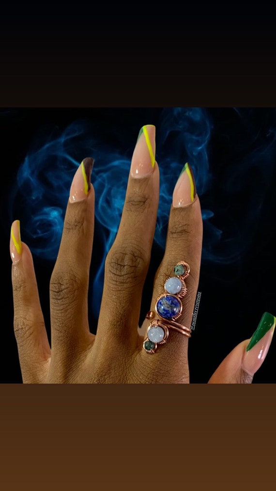 Expression Ring | Throat Chakra Ring | Self love jewelry | Lapis Chrysocolla | Turquoise | Aquamarine | Copper | Brass