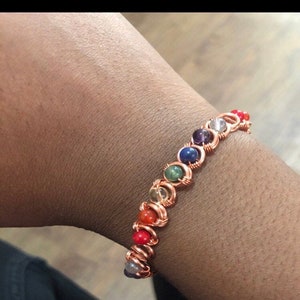 Chakra Tennis bracelet , Copper bracelet , Crystal bracelet, Chakra jewelry , Root Sacral Solar Heart Throat Third Eye Crown Chakra Bracelet