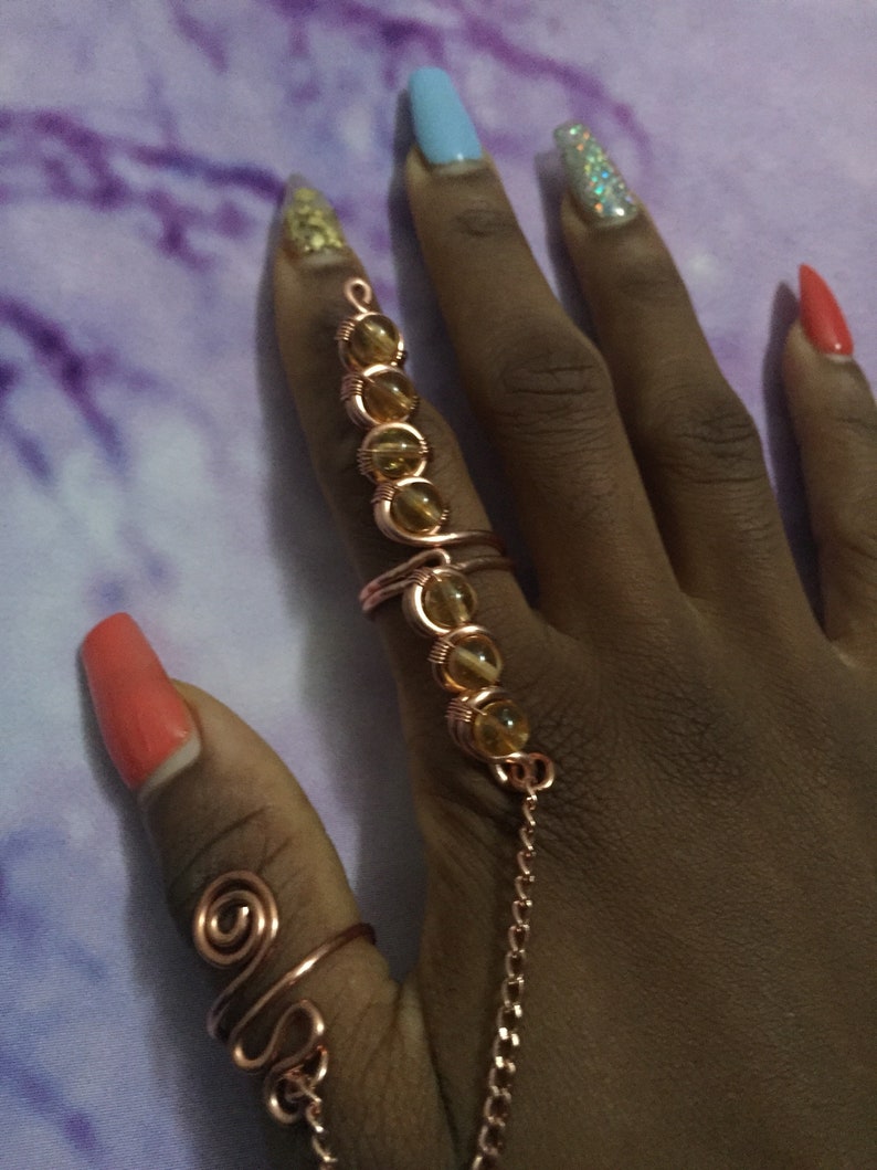 Citrine Jewelry Yellow stone Jewelry Gemstones Meditation Copper Ring Citrine Crystal Ring Citrine Chakra Ring