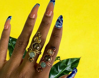 Prosperity Ring | Abundance Ring | Money Stones | Citrine | Aventurine | Pyrite | Tigers Eye | Copper | Brass