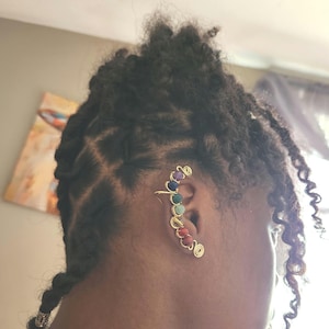 Chakra ear cuff, Copper ear cuff, Crystal ear cuff , Chakra jewelry , Root Sacral Solar Heart Throat Third Eye Crown Chakra Ear cuff