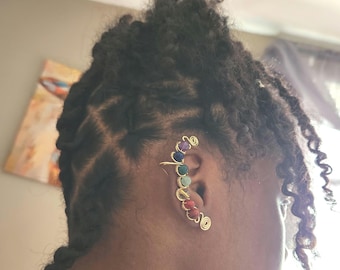 Handmade Copper Chakra Crystal Ear Cuff