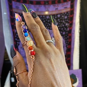 COPPER & Crystal Chakra Wand Ring, Chakra Jewelry, Gemstones, Chakra Ring, Rainbow Jewelry, Crystal Ring, Meditation Jewelry