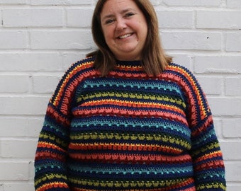 Striped Crochet sweater - The Stitch Sampler Sweater
