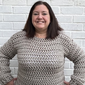 Easy Chunky Crochet Sweater.  Instant PDF download in  USA and UK terms