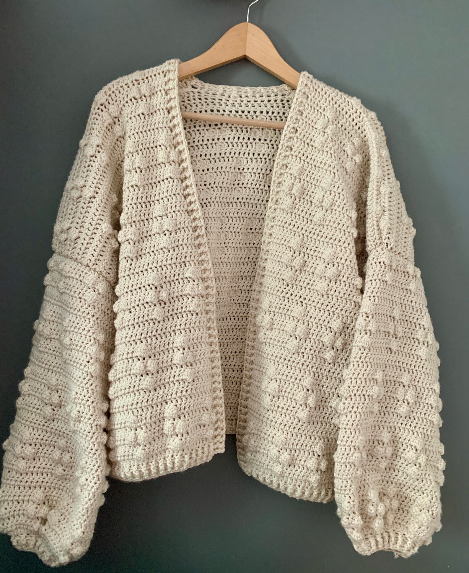 Bobble Stitch Lace Trim Cardigan
