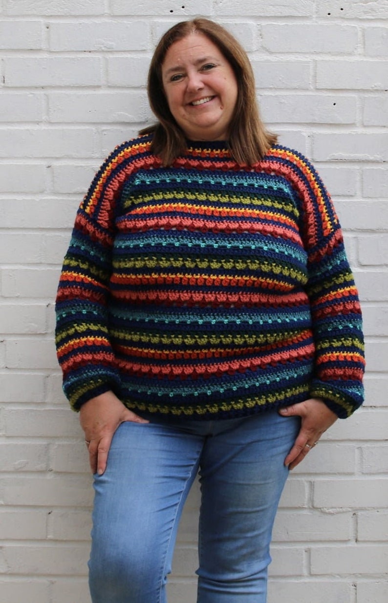 Multicolor Striped Crochet Sweater